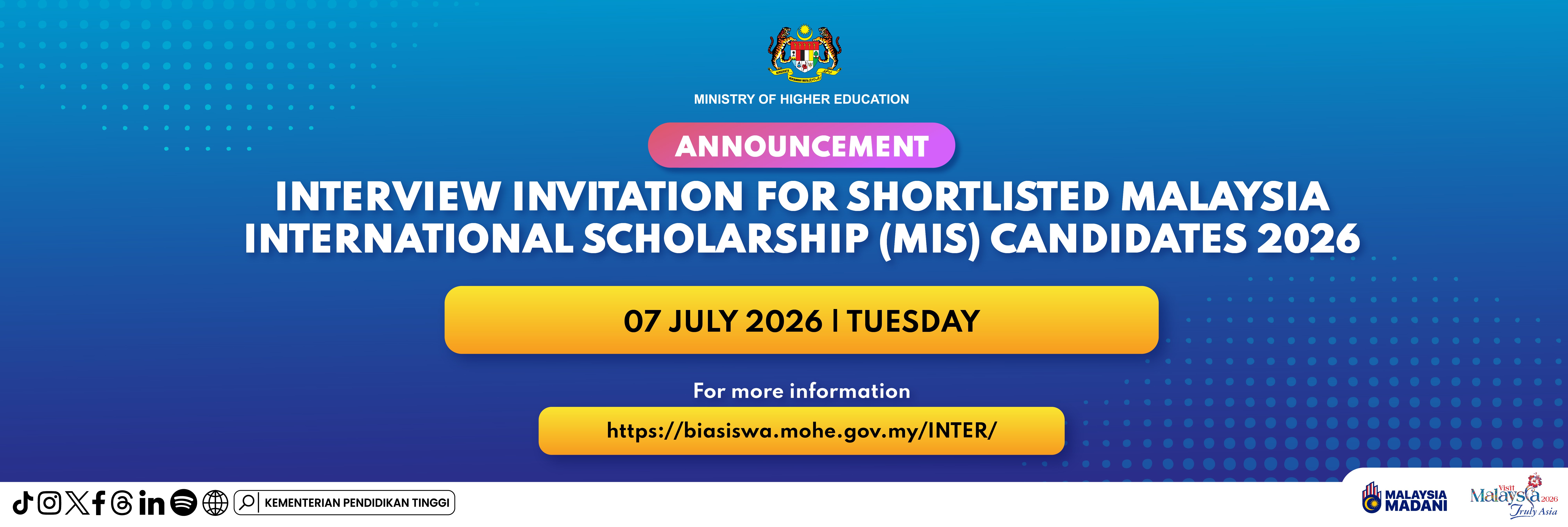 Semakan Temu Duga:  Malaysia International Scholarship (MIS) 2026