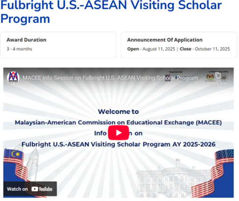 FULBRIGHT U.S ASEAN VISITING SCHOLAR PROGRAM