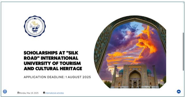 SILK ROAD INTERNATIONAL UNIVERSITY OF TOURISM AND CULTURAL HERITAGE SCHOLARSHIP