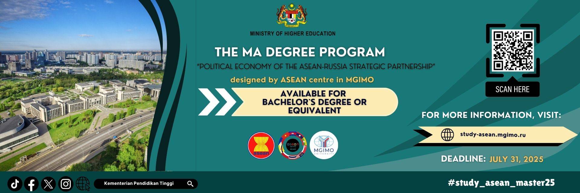 Tawaran Biasiswa Master's Program 'Political Economy Of The Asean-Russia Strategic Partnership' Di Mgimo University Tahun 2025
