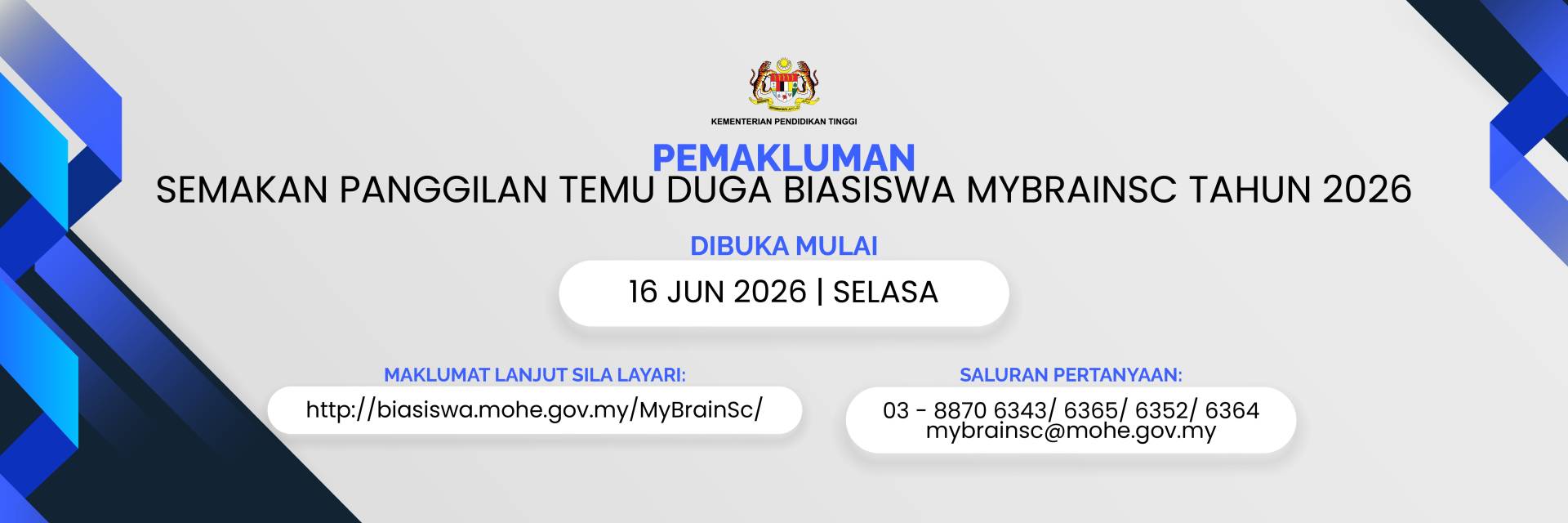 Semakan Panggilan Temu Duga Biasiswa MyBrainSc 2026