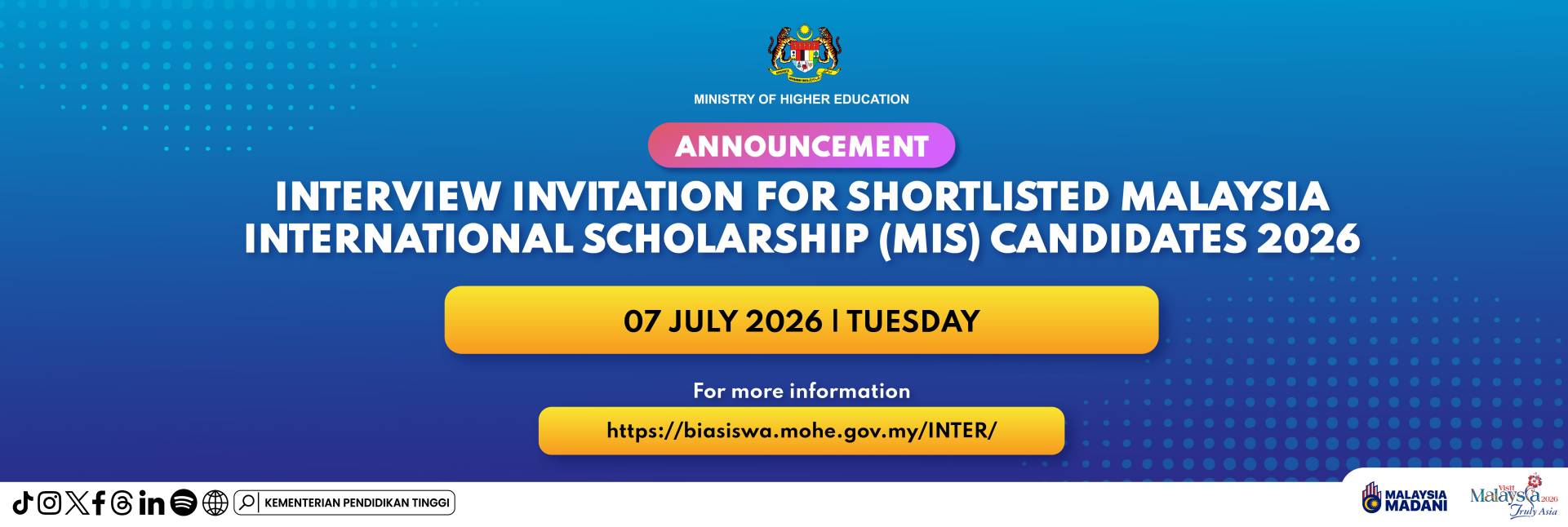 Semakan Temu Duga:  Malaysia International Scholarship (MIS) 2026